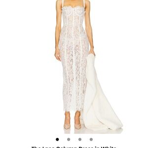 White Lace Column Dress with Corset Bodice